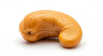 Close-up of a Cashew Nut on a White Background, Perfect for Food and Nutrition Content