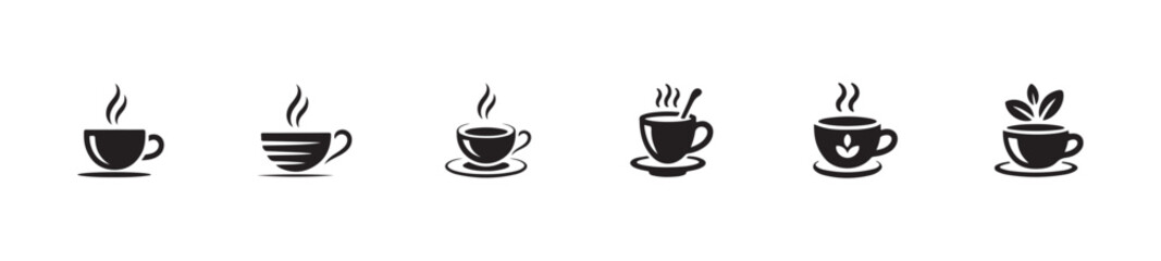 Cup icon vector set, tea cup collection symbol, hot drink icon, cup coffee with steam, vector illustration eps 10.