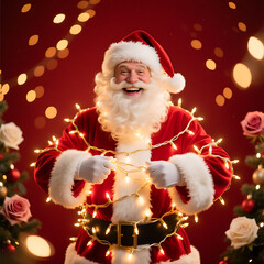 Santa with Christmas Lights – Digital Painting. generative ai

Short Description: Digital painting of Santa wrapped in glowing lights on red backdro