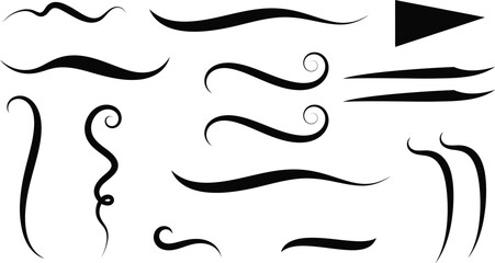 Collection of Elegant and Artistic Curls, Swirls, and Decorative Design Elements for Creative Projects