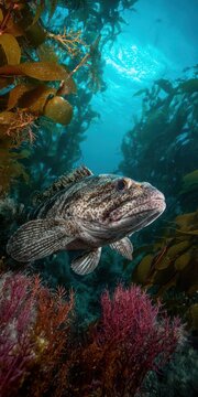 Lingcod Swimming Gracefully at Monastery Reef: A Scuba Diver's Vivid Encounter in California's Underwater Wonderland