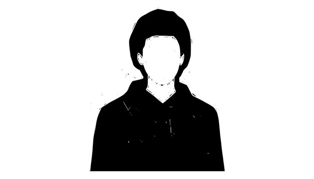 Minimalist black and white portrait of mysterious person silhouette with undefined features - Powered by Adobe