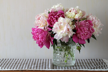 Peonies bouquet featuring pink and white blooms