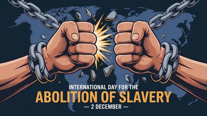 Powerful illustration showing broken chains symbolizing global freedom from slavery.