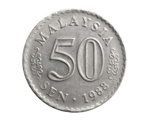 Malaysia fifty sen coin on a white isolated background © Krzysztof Bubel