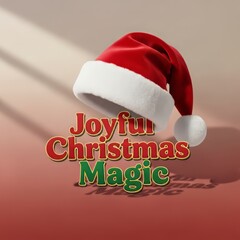 Joyful Christmas magic with red Santa hat casting shadows, perfect for holiday greetings and festive promotions, creating a warm and inviting seasonal feeling