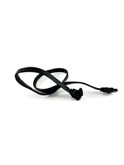 Black SATA Cable for PC on White Background, High-Quality Computer Accessory