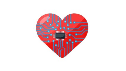 Digital Heart Circuit Board Technology Concept.