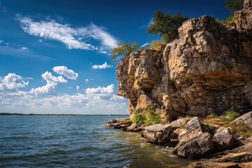Woodbine Group Outcrop on Lake Lewisville: A Scenic Blend of Water, Sky, and Summer Landscapes