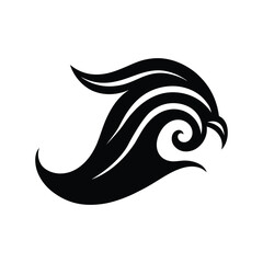 Black abstract tribal wave silhouette logo created for surf and ocean themed branding Vector illustration