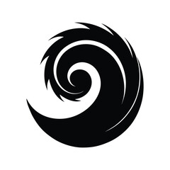 Dynamic black swirling ocean wave silhouette illustrated in a bold dramatic design Vector illustration