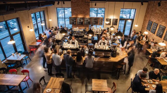 Busy Restaurant Scene - A Vibrant Hub of Social Interaction and Culinary Delights.