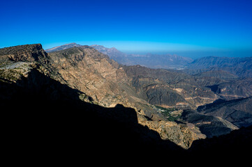 Al Hajar Mountains, Oman. Landscape near the Jabal Shams and the village of Bilat Sayt.