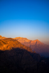 Naklejka premium Al Hajar Mountains, Oman. Landscape near the Jabal Shams and the village of Bilat Sayt.