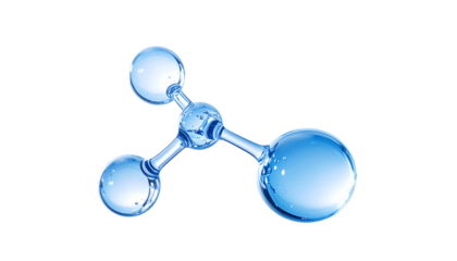 透明の分子モデル　ブルーの立体分子構造ガラスバブル 3Dレンダリング ジェネレーティブAI