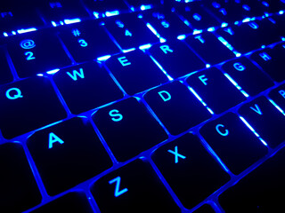Blue backlit low profile keyboard