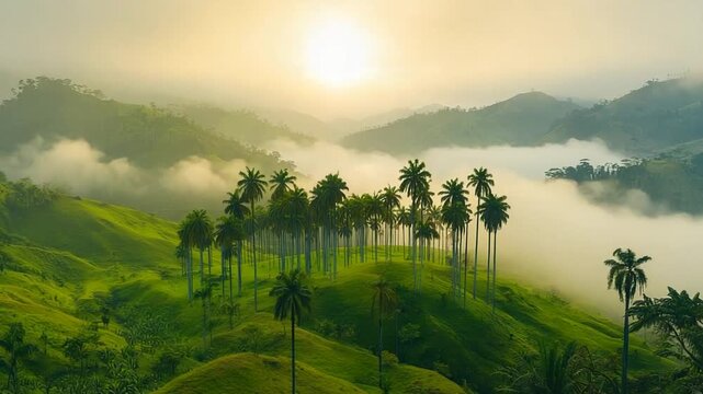 peaceful salento cocora valley misty morning video timelapse