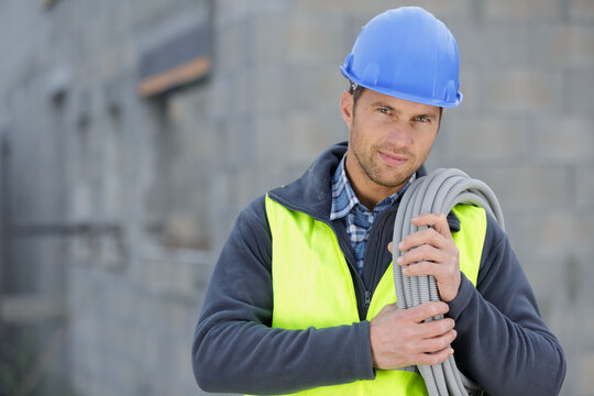 smiling constructor outdoors