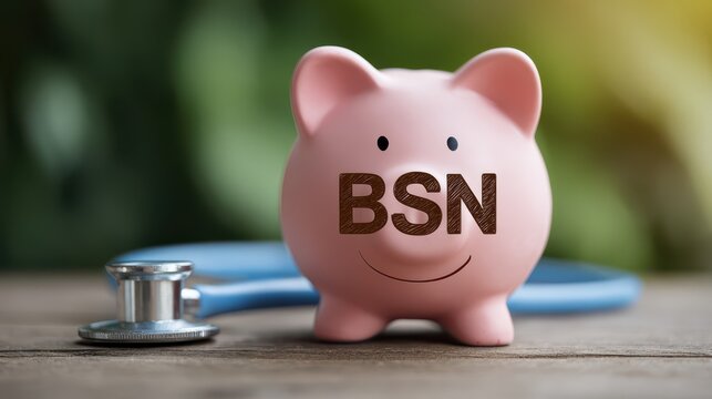 Nursing Future Funded: Cheerful Baby Piggy Bank Symbolizing BSN Education and Scholarships
