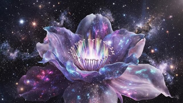 Cosmic bloom digital illustration of a celestial flower in a starry universe
