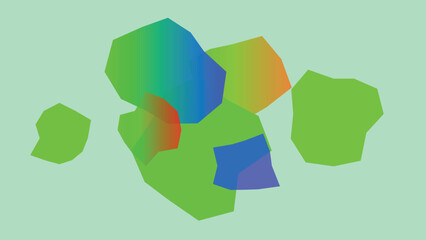 Obraz premium Abstract Green Blob Shapes with Rainbow Gradient Design