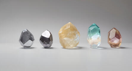 Lanthanide crystals close-up with metallic textures and natural mineral colors