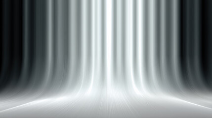 Abstract white light curtain background flowing vertical streaks for futuristic technology and presentation design