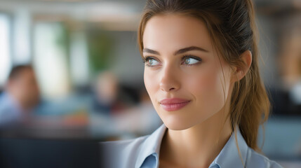Subtle eye contact signals across an open office, coworkers exchanging hidden messages, soft daylight, realistic depth of field, emotional nuance, blurred background, with copy space