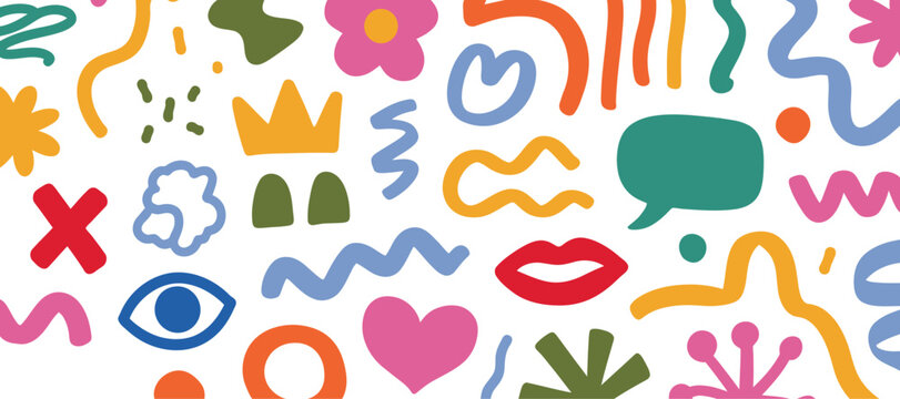 Set of Colorful Shapes on Transparent Background for Decoration