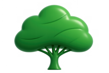 Green 3d cartoon tree icon symbolizing nature, ecology, environment, growth, and sustainability with a transparent background