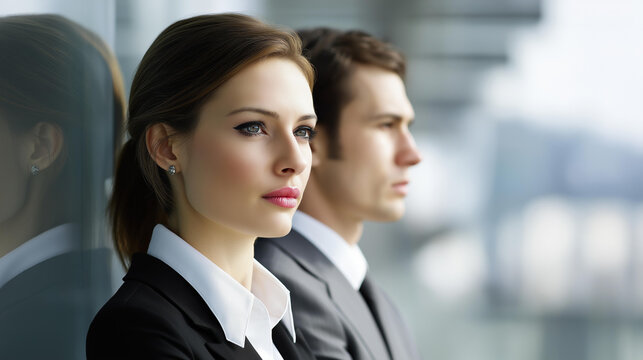 A parallel reality where coworkers switch personalities, dramatic contrasts in behavior, bright natural lighting, sharp facial expressions, blurred background, with copy space