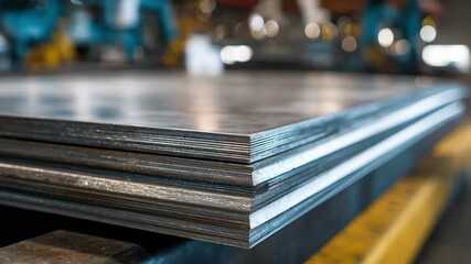 Medium shot focusing on stainless steel sheets showcasing durability and suitability for heavyduty applications in a workshop setting