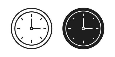 Clock icon flat simple icon. Liner version - stock vector.