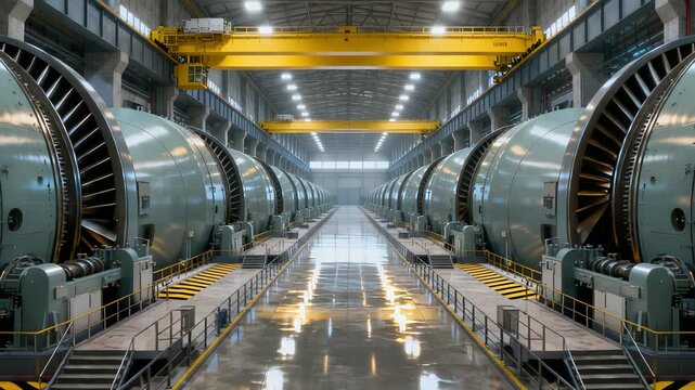 Large generator room, Wide turbine chamber featuring massive