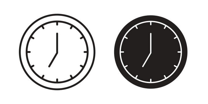 Clock seven icon flat simple icon. Liner version - stock vector.