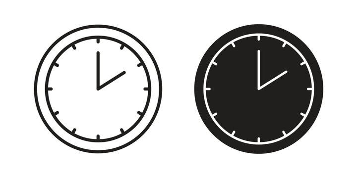 Clock two icon flat simple icon. Liner version - stock vector.