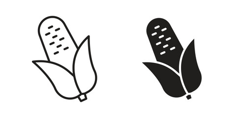 Corn icon flat simple icon. Liner version - stock vector.
