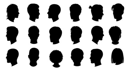 Diverse head silhouettes A collection of characterful head outlines