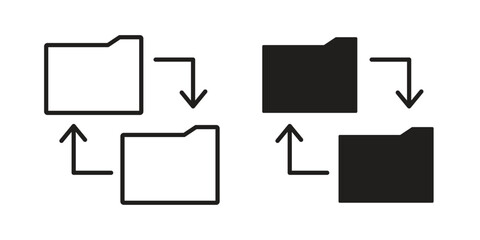 Fototapeta premium Data transfer icon flat simple icon. Liner version - stock vector.