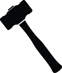 Black silhouette of a sledgehammer tool on white background