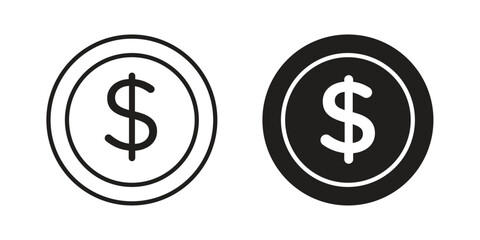 Dollar icon flat simple icon. Liner version - stock vector.