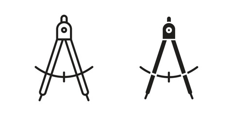 Drafting compass icon flat simple icon. Liner version - stock vector.