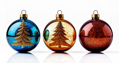 Glass shiny Christmas toys for the Christmas tree. New Year and decor