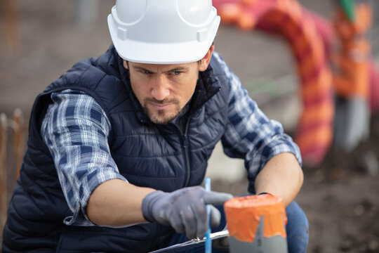 construction worker at foundation construction site