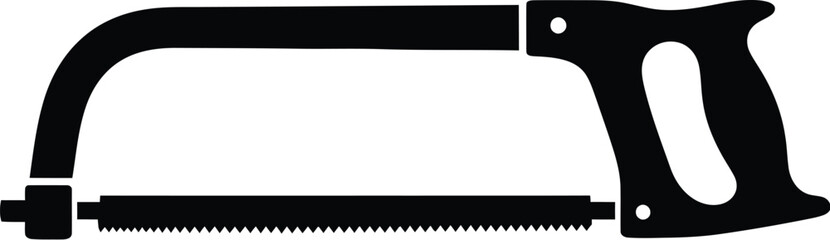 Obraz premium Hacksaw silhouette illustration for woodworking and metal cutting