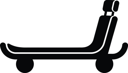 Minimalist black and white silhouette of a sled