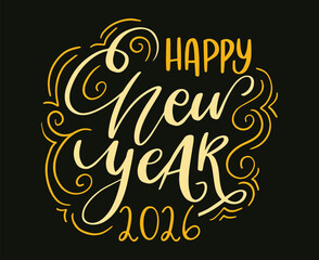 Happy New Year 2026 Holiday Abstract Brown And Yellow Color Design Symbol Vector Illustration