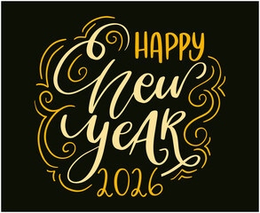 Happy New Year 2026 Holiday Abstract Brown And Yellow Color Design Symbol Vector Illustration