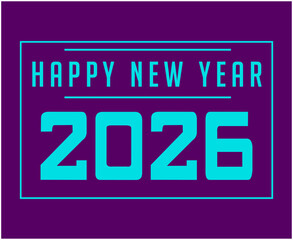 Happy New Year 2026 Holiday Abstract Purple And Blue Color Design Symbol Vector Illustration