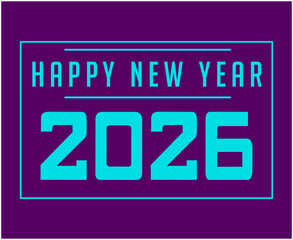Happy New Year 2026 Holiday Abstract Purple And Blue Color Design Symbol Vector Illustration